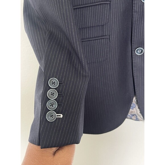 J. Hilburn Vitale Barberis Canonico Wool Mens Blazer Navy Stripe 38R - Picture 2 of 15